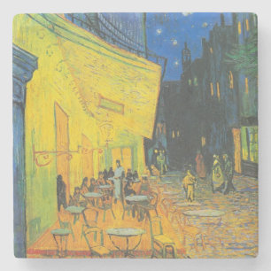 Dessous-de-verre En Pierre Scène de rue française du café-terrasse de Van Gog