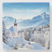 Dessous-de-verre En Pierre Scène hivernale personnalisée  (Devant)