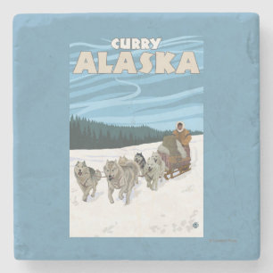 Dessous-de-verre En Pierre Scène Sledding de chien - cari, Alaska