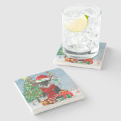 Dessous-de-verre En Pierre Schnauzer Chien à Noël de neige (Côté)