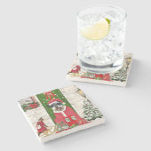 Dessous-de-verre En Pierre Schnauzer Chien Noël (Côté)