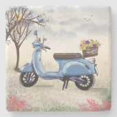 Dessous-de-verre En Pierre Scooter Bleu (Devant)