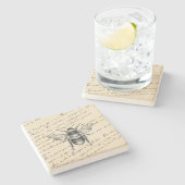 Dessous-de-verre En Pierre Script d'abeilles français (Côté)