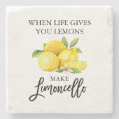 Dessous-de-verre En Pierre Script de brosse moderne Aquarelle Lemons Limoncel (Devant)
