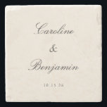 Dessous-de-verre En Pierre Script ivoire classique Mariage élégant Nom person<br><div class="desc">Élégant classique classique classique classique traditionnel Script élégant mariage Invitation personnalisée Dessous de verre en pierre en crème d'ivoire</div>