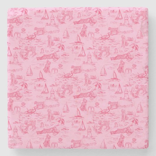 Dessous-de-verre En Pierre Sea Dog Toile Pink  (Devant)