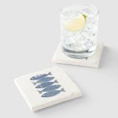 Dessous-de-verre En Pierre Sea Spirit Modern Coastal Fish Pattern Illustrat (Côté)