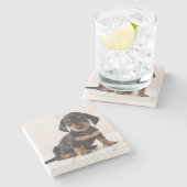 Dessous-de-verre En Pierre Séance miniature de teckel (Côté)