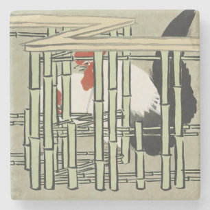 Dessous-de-verre En Pierre Sekka Roosters de Momoyogusa Art japonais
