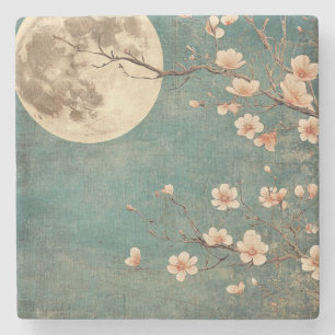 Dessous-de-verre En Pierre Sérénité de la fleur de cerisier sur la Lune