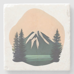 Dessous-de-verre En Pierre Sérénité enneigée - Paysage de montagne majestueux