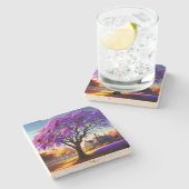 Dessous-de-verre En Pierre **"Sérénité rustique : L'Embrace pourpre de Jacara (Côté)