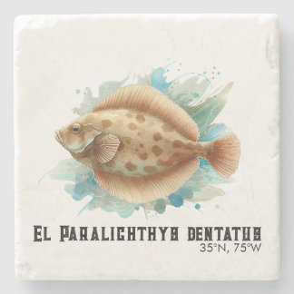 Dessous-de-verre En Pierre Série Aquarelle : Flet/Poisson Plat