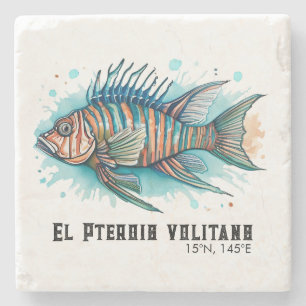 Dessous-de-verre En Pierre Série Aquarelle : Poisson-Lion