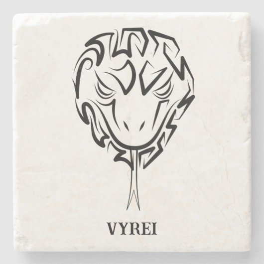 Dessous-de-verre En Pierre Serpent tribal noir et blanc (Devant)