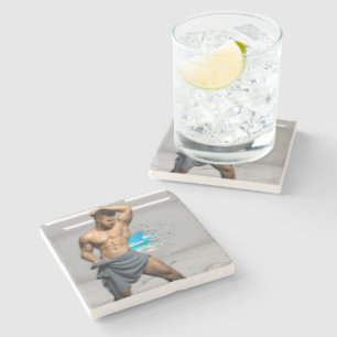 Dessous-de-verre En Pierre Serviette d'homme de SlipperyJoe mur de briques bl