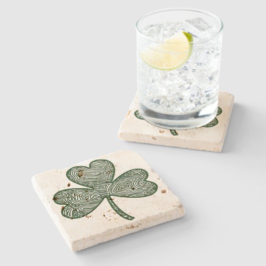 Dessous-de-verre En Pierre Shamrock (foncé) (Côté)