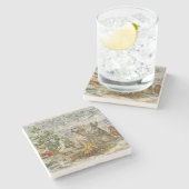 Dessous-de-verre En Pierre Shared Warmth Whimsical Farmhouse Animals Campfire (Côté)