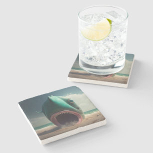 Dessous-de-verre En Pierre Shark sculpture on the beach