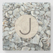 Dessous-de-verre En Pierre Shell Shoreline Monogram Design (Devant)