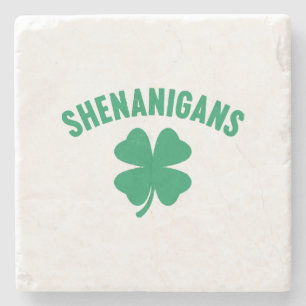 Dessous-de-verre En Pierre Shenanigans Shamrock Saint-Patrick Rétro