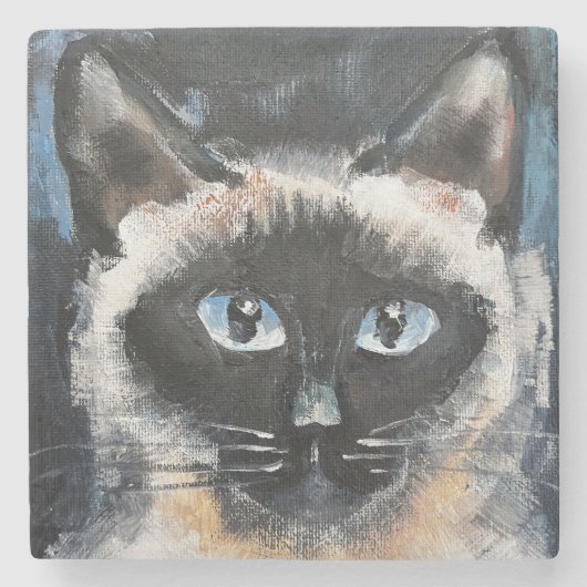 Dessous-de-verre En Pierre Siamese cat (Devant)