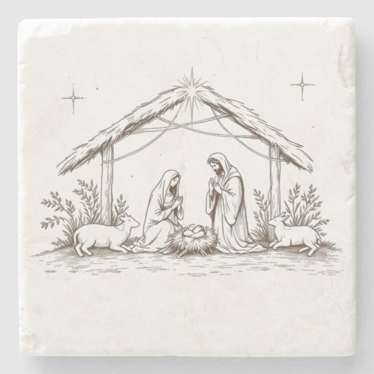 Dessous-de-verre En Pierre "Silent Night Nativity (Devant)