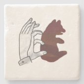 Dessous-de-verre En Pierre Silhouette à la main Cube d'ours Brown (Devant)