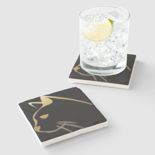 Dessous-de-verre En Pierre Silhouette de chat (Côté)