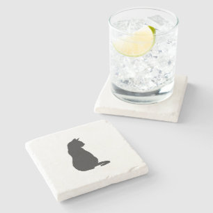 Dessous-de-verre En Pierre Silhouette de chat noir