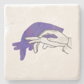 Dessous-de-verre En Pierre Silhouette main Anteater violet (Devant)