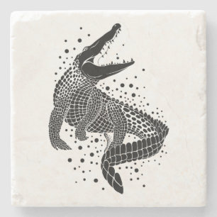 Dessous-de-verre En Pierre Silhouette noire d'un crocodile