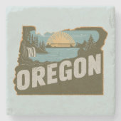 Dessous-de-verre En Pierre Silhouette rétro Oregon (Devant)