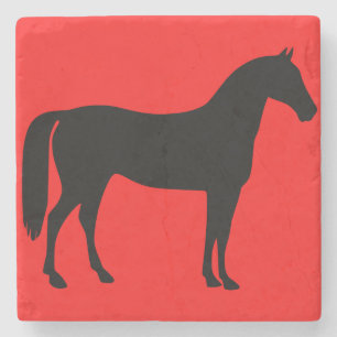 Dessous-de-verre En Pierre Silhouette rouge et noire de cheval