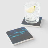 Dessous-de-verre En Pierre Silhouettes de poisson bleu translucide (Côté)