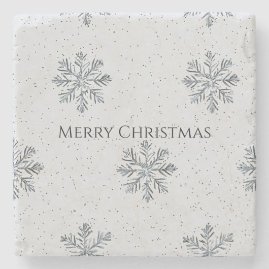 Dessous-de-verre En Pierre Silver Grey Winter Snowflakes Christmas (Devant)