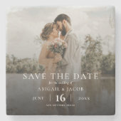 Dessous-de-verre En Pierre Simple Élégant Moderne Photo Enregistrer la Date d (Devant)