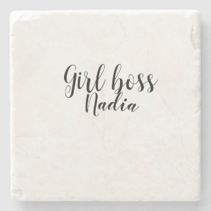 Dessous-de-verre En Pierre simple minimal girl boss add name text image busin