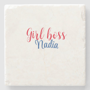 Dessous-de-verre En Pierre simple minimal girl boss ajouter nom texte image e