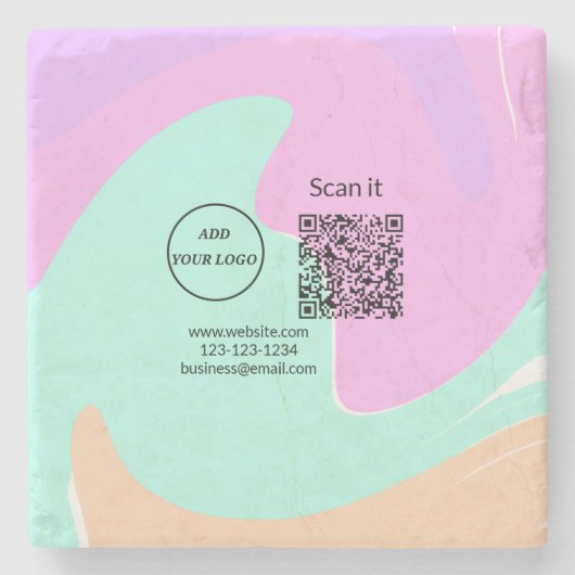 Dessous-de-verre En Pierre Simple minimum q r code ajouter logo code d'analys (Devant)