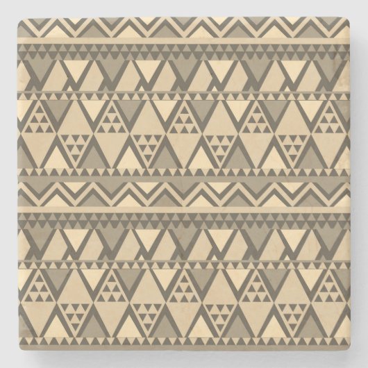 Dessous-de-verre En Pierre Simple Motif d'art tribal Brown (Devant)
