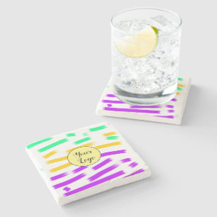 Dessous-de-verre En Pierre simple personnalisé jaune bleu aquarelle ajouter l
