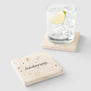 Dessous-de-verre En Pierre Simple Professional Business 4" x 4" Travertine
