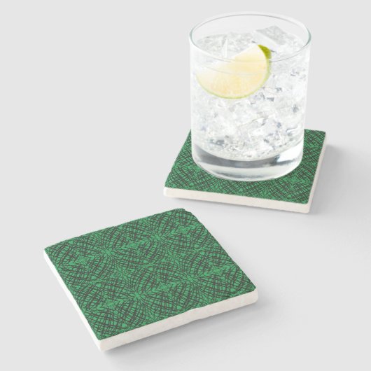 Dessous-de-verre En Pierre Simple Scribble | Carreaux miroir | Vert | (Côté)