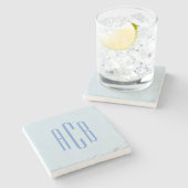 Dessous-de-verre En Pierre Simple Three Letter Blue Monogram (Côté)