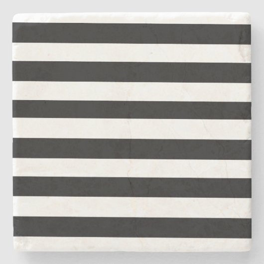 Dessous-de-verre En Pierre Simples rayures noir et blanc | (Devant)