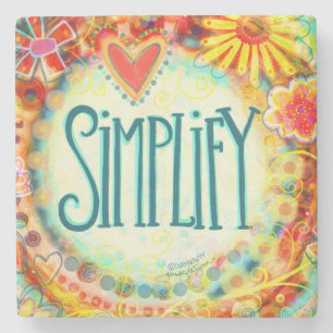 Dessous-de-verre En Pierre Simplifier Joli Coeur Whimsical Fleurs Boire