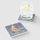 Dessous-de-verre En Pierre Sirène dorée (Côté)