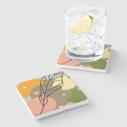 Dessous-de-verre En Pierre Sites abstraits intéressants avec feuilles (Côté)