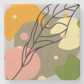 Dessous-de-verre En Pierre Sites abstraits intéressants avec feuilles (Devant)